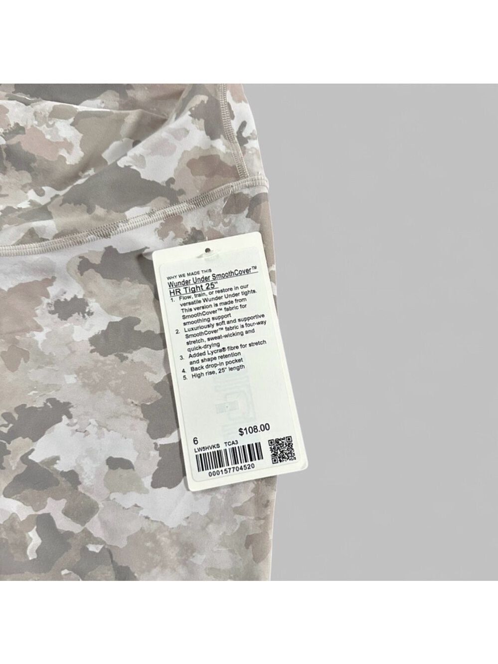 Lululemon Wunder Under Smooth Cover HR 25"leggings Camo Warm Ash Grey size 6-NWT - Picture 5 of 7